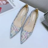 New Fashion Printed Stiletto Heels Pointed Toe 3 Inches Heels