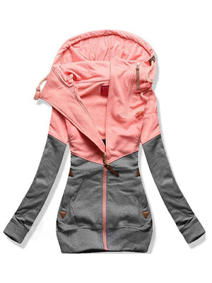 New Casual Contrast Color Zipper Hoodies