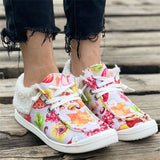 Super Cute Painting Keep Warm Lace Up Women Cotton Cloth Loafers