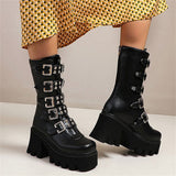 Punk Style Super Cool PU Leather Winter High Boots for Women