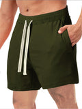 Men's Summer Sandy Beach Drawstring Sports Shorts with Pocket