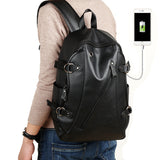 Men's Stylish Hidden Earphone Hole USB Charging Travel Backpacks