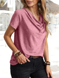 Summer Women's Loose Pullover U Neck Short Sleeve Casual T-shirts