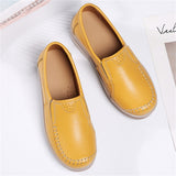 Korean Style Women Walking Leather Plus Size Round Toe Loafers