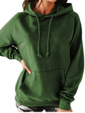 Winter Casual Solid Color Hooded Pullover Hoodies For Women