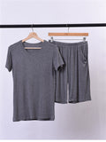 New Summer Cozy O-Neck Short Sleeve Tops+Shorts