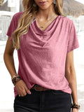 Summer Women's Loose Pullover U Neck Short Sleeve Casual T-shirts