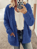 Popular Large Size Button Fleece Overcoat for Ladies