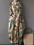 Female Cotton Linen Retro Flared Elastic Chinese Style Dresses