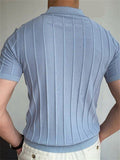 Men's Classy Simple Solid Knitted Office Wear Short T-shirts