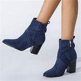 Fashion Pointed Toe High Heels Women Grace Suede Ankle Boots