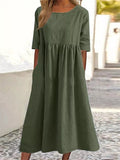 Women's Cozy Cotton Linen Tunic Dress