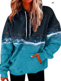 Women's Casual Gradient Color Hooded Pullover Sweatshirt