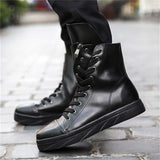 Street Style Thick Sole High Top Zipper Boots for Male Rapper