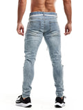 Men's Sylish Close-fitting Hip-hop Light Blue Jeans