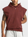 Cozy Large Size All Match Sleeveless Mens Cropped Hoodie