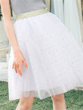 Casual Pretty Knee-Length One Size Tulle Skirts With Decorated Little Stars