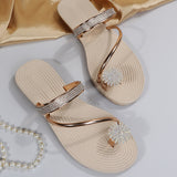 Super Cute Toe Ring Flat Heel Rhinestone Beach Sandals