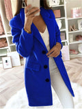 Women's Elegant Lapel Collar Button Up Slim Fit Winter Long Coats