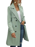 Women's Loose Casual Lapel Belted Double-Breasted Trench Coat