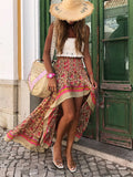 Fashion Floral Pattern Irregular High Waist All-Match Skirt