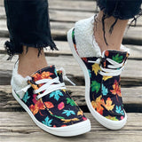 Super Cute Painting Keep Warm Lace Up Women Cotton Cloth Loafers