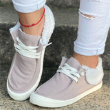 Casual Keep Warm Plush Extra Soft Canvas Loafers for Women