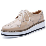 London Style Campus Thick Outsole Cow Leather Women Loafers