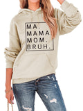 Female Casual Letter Print Pullover Loose Hoodies with Kangaroo Pocket