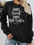 Casual Words Printed Round Neck Sweatshirts