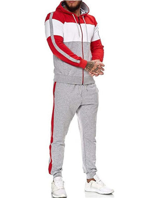 New Sporty Patchwork Hooded Sweatshirts+Pants