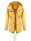 Women's Solid Color Waterproof Hooded Collar Coats