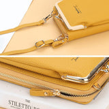 Casual Style Multiple Compartment Grain Textured Detachable Shoulder Strap Wallet Phone Holder