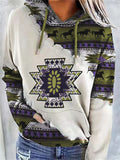 Trendy Printed Contrast Color Long Sleeve Hoodies