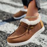 Cozy Warm Fur Lining Corduroy Non-Slip Flat Loafers