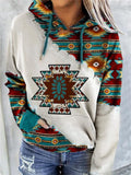 Trendy Printed Contrast Color Long Sleeve Hoodies