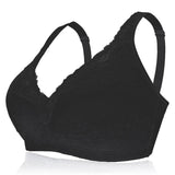 Women Plus Size Deep Plunge Comfy Cotton Bras - Black