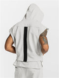 Cozy Large Size All Match Sleeveless Mens Cropped Hoodie