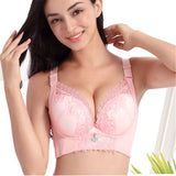 Women's Plus Size Lace Patchwork Wireless Full Coverage Bras - Nude