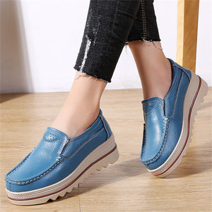Korean Style Breathable Leather Non-Slip Elegance Women Loafers