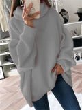 Winter Turtleneck Pullover Loose Batwing Sleeve Lady Knitted Sweaters