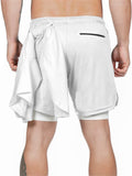 Male Drawstring Gym Training Double Layer Shorts