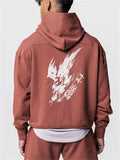 Spring Autumn Stylish Casual Printed Orange Hoodie Mens