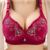 Women's Wireless Floral Embroidered Comfy Bras - Blue