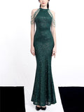 Sequin Halter Neck Mermaid Formal Dresses