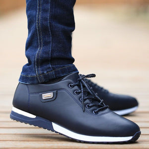 Casual Male Waterproof Sports PU Leather Sneakers