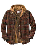 Men's Classic Plaid Hooded Casual Cotton Coats for Winter