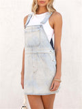 Female Trendy Street Blue Short Denim Suspender Dress