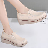 Korean Style Women Walking Leather Plus Size Round Toe Loafers