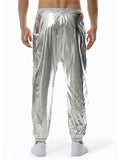 Shiny Stretchy Mid Waist Trendy Party Pants for Men